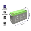 Kép 3/7 - Qoltec 12V 150Ah mélykisütésű gél akkumulátor