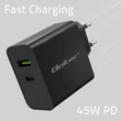Kép 4/8 - Qoltec 45W szuper gyors PD töltő fekete színben