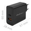 Kép 8/8 - Qoltec 65W Szuper Gyors PD Töltő fekete színben