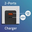 Kép 2/7 - Qoltec GaN POWER PRO töltő USB-C és USB-A portokkal