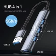 Kép 2/11 - Qoltec 4 az 1-ben USB 3.0 Hub Adapter szürke színben