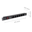 Kép 9/12 - Qoltec 19" alumínium elosztó RACK 6 SCHUKO aljzattal