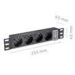 Kép 9/11 - Qoltec 10'' Alumínium elosztó RACK 4 SCHUKO aljzattal