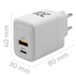 Kép 7/8 - Qoltec GaN 20W fehér töltő USB-C és QC 3.0 porttal