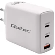 Kép 1/8 - Qoltec GaN 100W töltő fehér színben, 3 porttal
