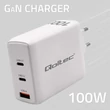 Kép 3/8 - Qoltec GaN 100W töltő fehér színben, 3 porttal