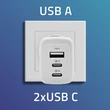 Kép 2/8 - Qoltec GaN 65W töltő, 2 USB-C és 1 USB-A port