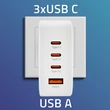 Kép 2/8 - Qoltec GaN 140W töltő fehér színben, 4 porttal
