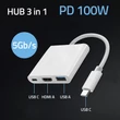 Kép 2/13 - Qoltec 3 az 1-ben USB-C hub adapter HDMI 4K