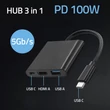Kép 2/13 - Qoltec USB-C 3.1 3 az 1-ben hub adapter fekete színben