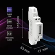 Kép 3/5 - Qoltec Egyfázisú elektronikus mérő | DIN sínre szerelhető energiafogyasztás mérő | 230V | 30A | LCD | 1P