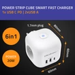 Kép 4/6 - Qoltec Power Cube 6 az 1-ben hosszabbító fehér színben