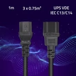 Kép 2/5 - Qoltec Hosszabbító kábel UPS-hez | IEC C13/C14 | 3x0.75mm² | 1m