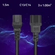 Kép 2/4 - Qoltec Hosszabbító kábel UPS-hez | IEC C13/C14 | 3x1,0mm² | 1,5m
