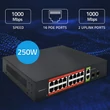 Kép 3/8 - Qoltec 16x RJ45 PoE hálózati kapcsoló fekete színben