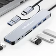 Kép 2/7 - Qoltec Hub Adapter 8 az 1-ben USB-C/USB | USB-C | 4xUSB | SD/TF kártya | JACK 3.5mm TRRS