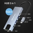 Kép 3/7 - Qoltec Hub adapter USB-C 5 az 1-ben | USB-C PD 100W | 2x USB | HDMI 4K | RJ45