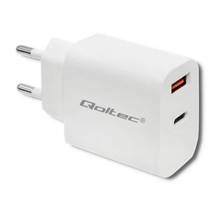 Qoltec Töltő | 18W | 5-12V | 1.5-3A | USB Type C PD | USB QC 3.0 | Fehér Qoltec Töltő | 18W | 5-12V | 1.5-3A | USB Type C PD | USB QC 3.0 | Fehér