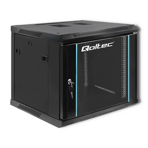 Qoltec 19" RACK szekrény edzett üvegajtókkal, fekete színben