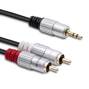 Qoltec 2xRCA / Mini Jack 3.5mm kábel fekete színben