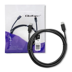 Qoltec USB 2.0 kábel C típusú apa | USB 2.0 C típusú apa | 2m | Fekete