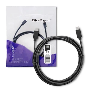Qoltec USB 3.1 típusú C férfi kábel 3m fekete színben