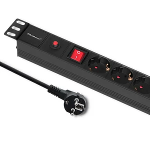 Qoltec túlfeszültségvédős elosztó RACK 19"-hoz CB-vel | 1U | 16A | PDU | 6xSCHUKO | 2m Qoltec túlfeszültségvédős elosztó RACK 19"-hoz CB-vel | 1U | 16A | PDU | 6xSCHUKO | 2m
