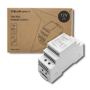 Qoltec DIN sínre szerelhető tápegység | 24W | 12V | 2A | Fehér Qoltec DIN sínre szerelhető tápegység | 24W | 12V | 2A | Fehér
