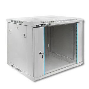 Qoltec 19" RACK szekrény edzett üvegajtóval szürke színben