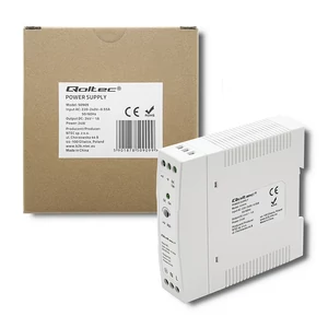 Qoltec DIN sínre szerelhető tápegység | 24W | 24V | 1A | Fehér | Vékony Qoltec DIN sínre szerelhető tápegység | 24W | 24V | 1A | Fehér | Vékony