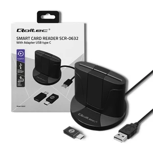 Qoltec intelligens Smart ID chipkártya olvasó fekete színben