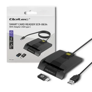 Qoltec Intelligens Smart ID chipkártya olvasó SCR-0634 | USB 2.0 + USB-C Adapter Qoltec Intelligens Smart ID chipkártya olvasó SCR-0634 | USB 2.0 + USB-C Adapter