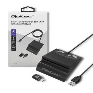 Qoltec Intelligens Smart ID chipkártya olvasó SCR-0636 | USB 2.0 + USB-C Adapter Qoltec Intelligens Smart ID chipkártya olvasó SCR-0636 | USB 2.0 + USB-C Adapter