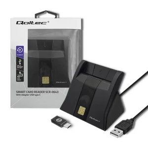 Qoltec Smart ID chipkártya olvasó fekete színben