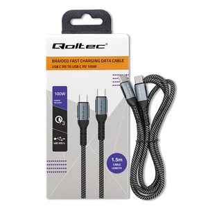 Qoltec USB 2.0 típusú C kábel fekete színben