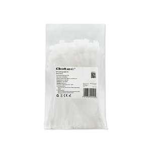 Qoltec Önzáró kábelkötegelő | 4.8*160 mm | 100 db | Nylon66 | UV | Fehér