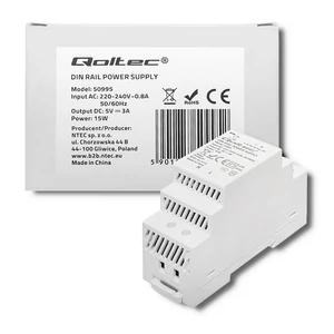 Qoltec ipari DIN sínre szerelhető tápegység 15W 5V 3A