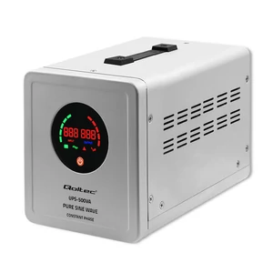Qoltec Szünetmentes tápegység Tiszta szinuszhullámú UPS | 500VA | 350W | állandó fázis | Szürke kemencékhez és központi fűtési (keringető) szivattyúkhoz Qoltec Szünetmentes tápegység Tiszta szinuszhullámú UPS | 500VA | 350W | állandó fázis | Szürke kemencékhez és központi fűtési (keringető) szivattyúkhoz