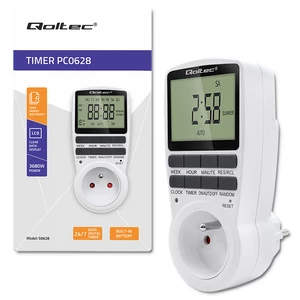 Qoltec Elektronikus Időzítő PC0628 | 3680W | 16A | LCD Qoltec Elektronikus Időzítő PC0628 | 3680W | 16A | LCD