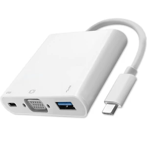 Qoltec USB-C 3.1 3 az 1-ben hub adapter fehér színben