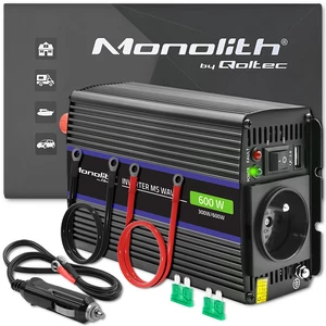 Qoltec Monolith feszültségátalakító 600 MS Hullám | 12V-ról 230V-ra | 300/600W | USB Qoltec Monolith feszültségátalakító 600 MS Hullám | 12V-ról 230V-ra | 300/600W | USB