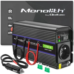 Qoltec Monolith feszültségátalakító 1200 MS hullámforma | 12V-ról 230V-ra | 600/1200W | USB Qoltec Monolith feszültségátalakító 1200 MS hullámforma | 12V-ról 230V-ra | 600/1200W | USB