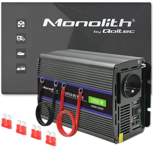 Qoltec Monolith feszültségátalakító 2000 MS hullám | 12V-ról 230V-ra | 1000/2000W | USB Qoltec Monolith feszültségátalakító 2000 MS hullám | 12V-ról 230V-ra | 1000/2000W | USB