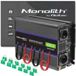 Qoltec Monolith feszültségátalakító 6000 MS hullám | 12V-ról 230V-ra | 3000/6000W | USB Qoltec Monolith feszültségátalakító 6000 MS hullám | 12V-ról 230V-ra | 3000/6000W | USB