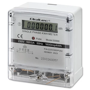 Qoltec egyfázisú elektronikus energiafogyasztás mérő LCD kijelzővel