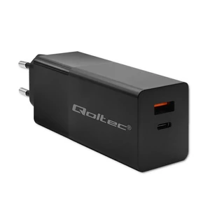 Qoltec GaN POWER PRO töltő | 1xUSB type C | 1xUSB A | 100W | 5-20V | 1.5-5A | PD | Laptop | Okostelefon | Fekete Qoltec GaN POWER PRO töltő | 1xUSB type C | 1xUSB A | 100W | 5-20V | 1.5-5A | PD | Laptop | Okostelefon | Fekete