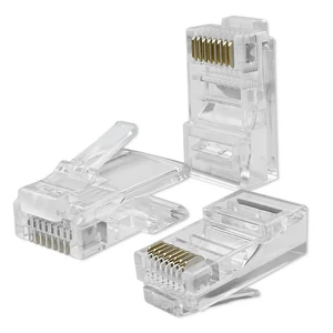Qoltec RJ45 Átmenő csatlakozó dugó | CAT5e | UTP | Átmenő | Aranyozott érintkezők | 100 darab Qoltec RJ45 Átmenő csatlakozó dugó | CAT5e | UTP | Átmenő | Aranyozott érintkezők | 100 darab
