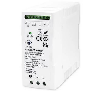 Qoltec 40W DIN sínre szerelhető tápegység UPS funkcióval