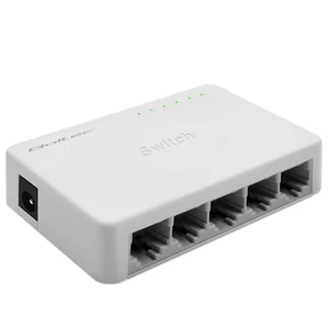 Qoltec Hálózati SWITCH 5 RJ45 porttal fehér színben