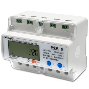 Qoltec Háromfázisú elektronikus mérő | DIN sínre szerelhető energiafogyasztás mérő | 400V | LCD | Wi-fi